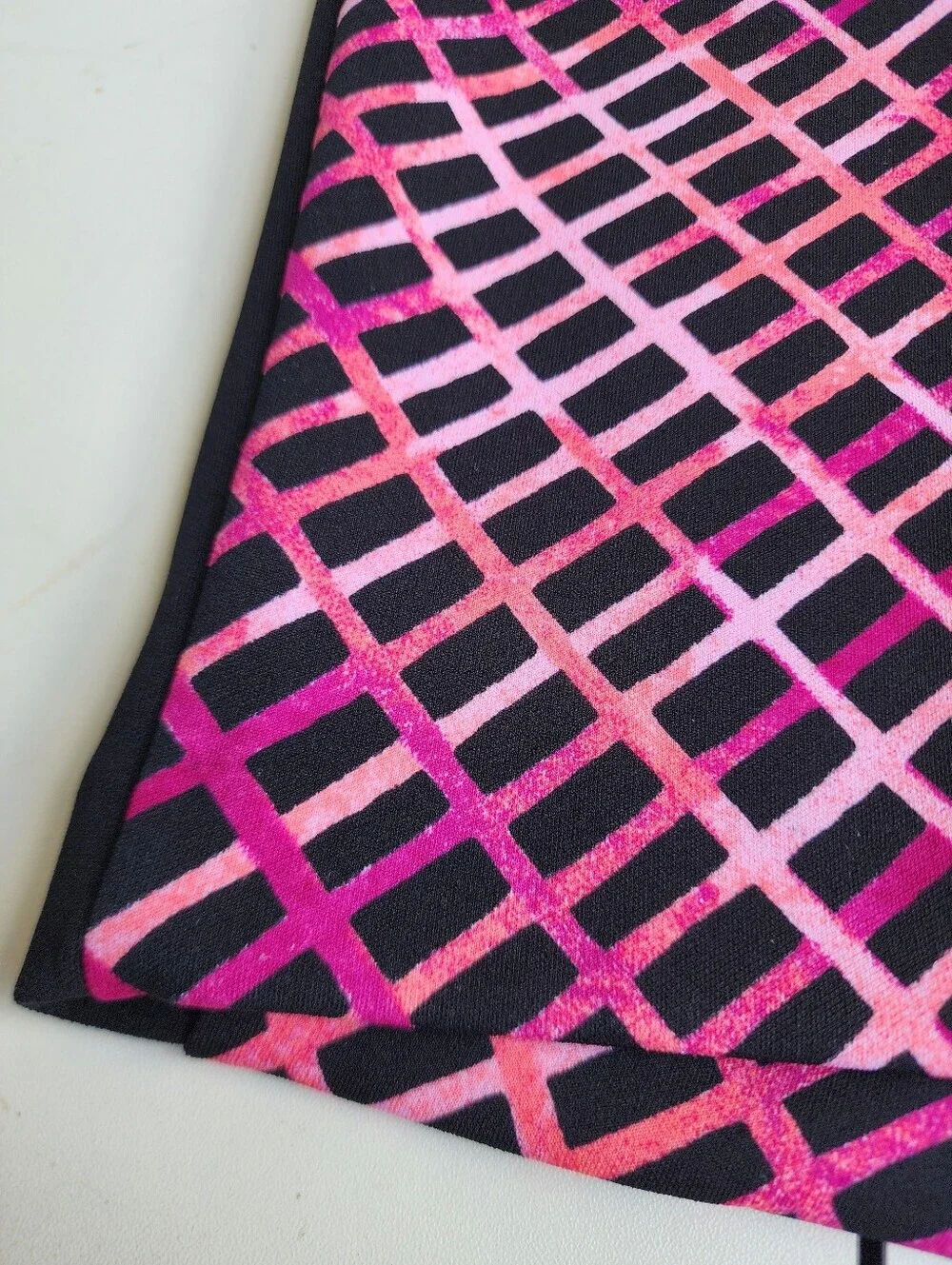 NWT Worthington Exposed-Zip Print Envelope Skirt Coral Pink Black Stretch Sz 14